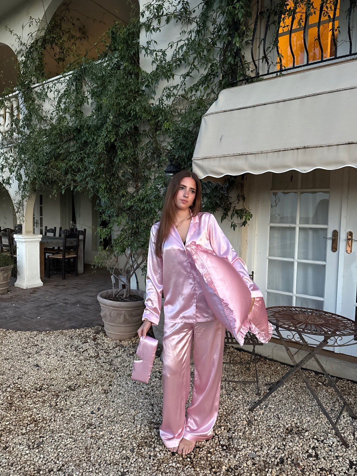 The Angel Long Silk Set - Blush