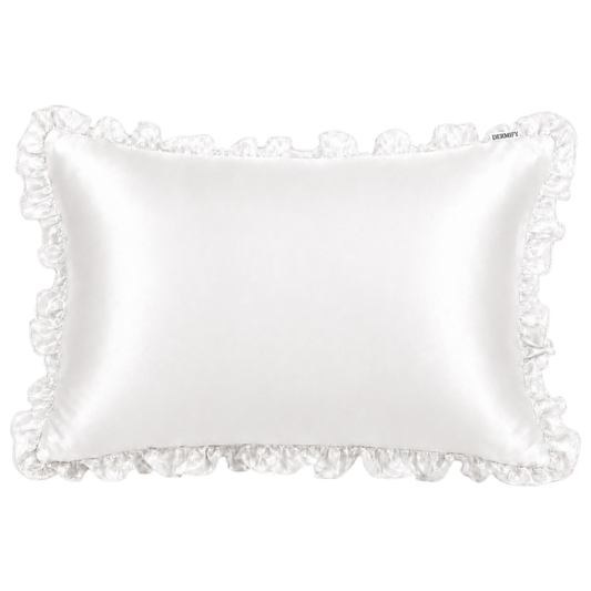 Organic Mulberry Silk Pillowcase (Frill) - Pearl