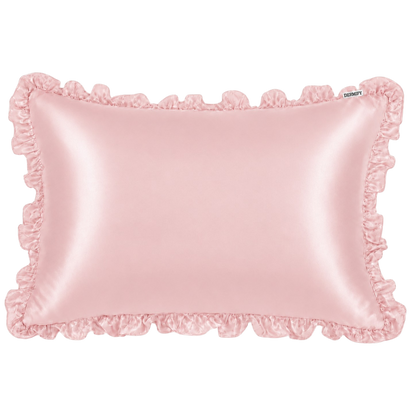 Organic Mulberry Silk Pillowcase (Frill) - Blush