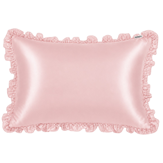 Organic Mulberry Silk Pillowcase (Frill) - Blush