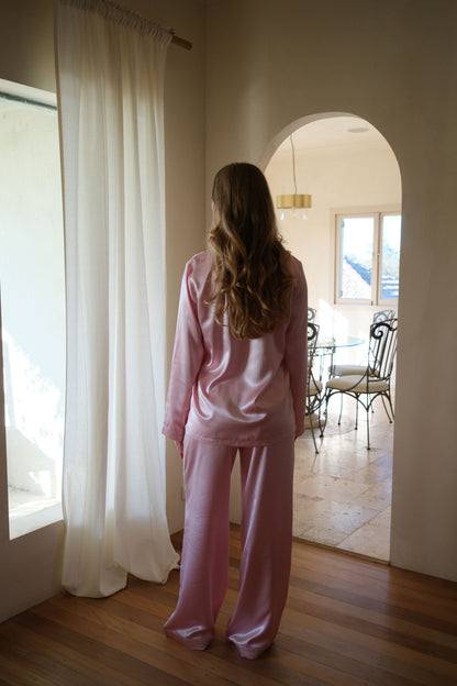 The Angel Long Silk Set - Blush