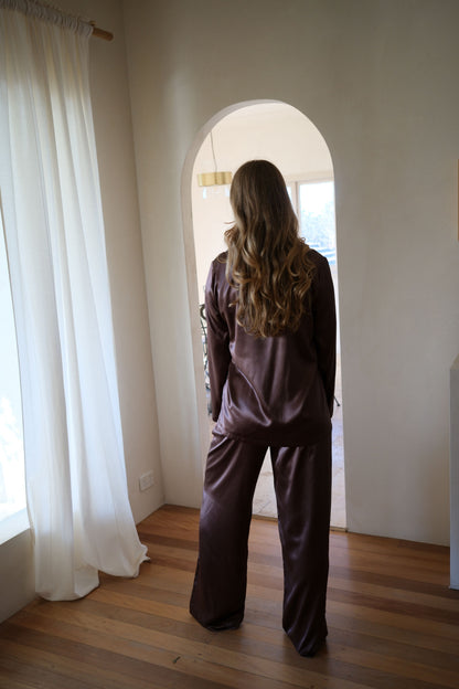 The Angel Long Silk Set - Espresso