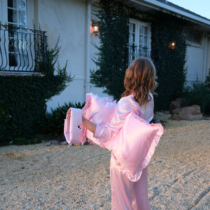 Organic Mulberry Silk Pillowcase (Frill) - Blush