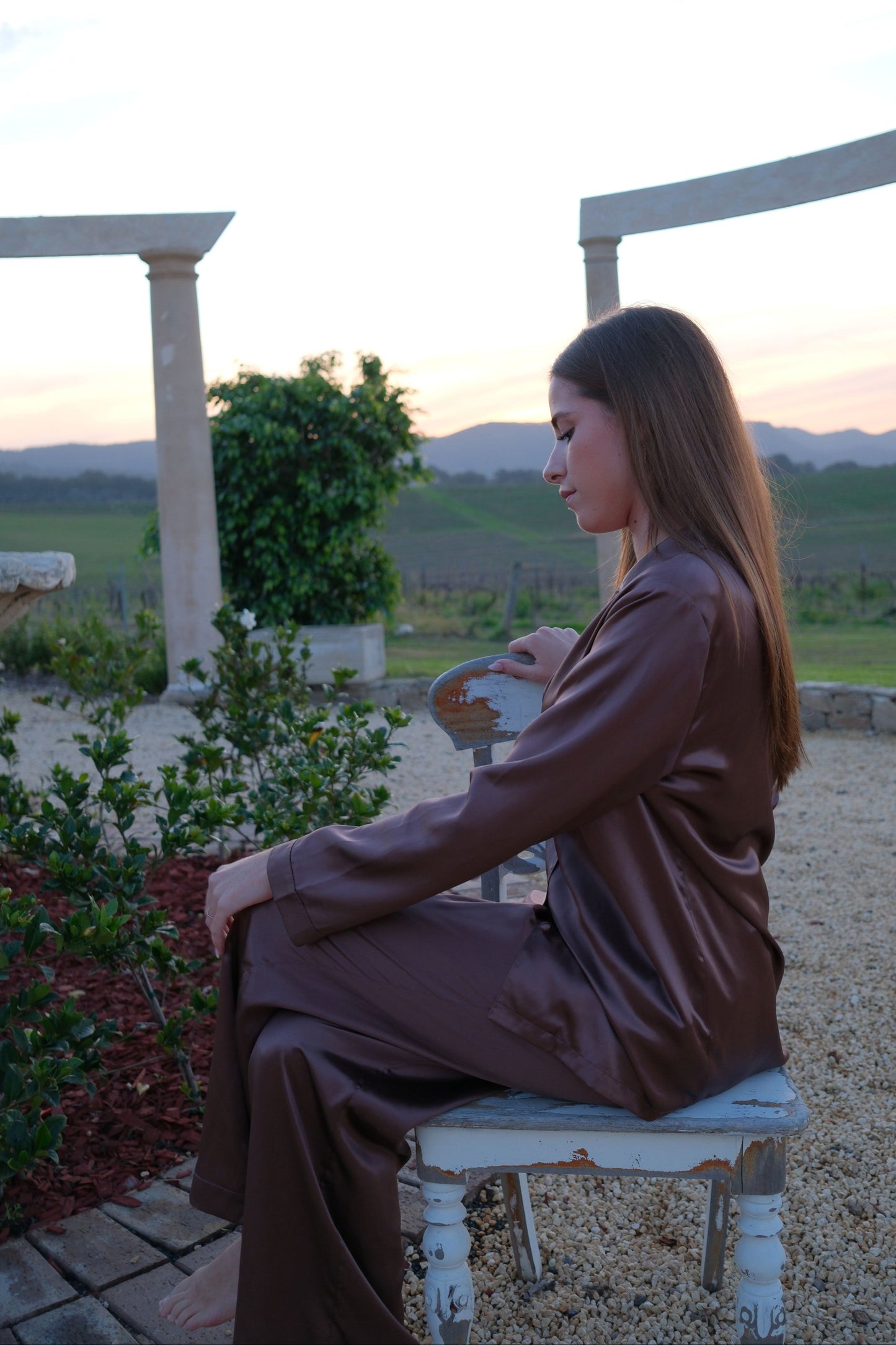 The Angel Long Silk Set - Espresso