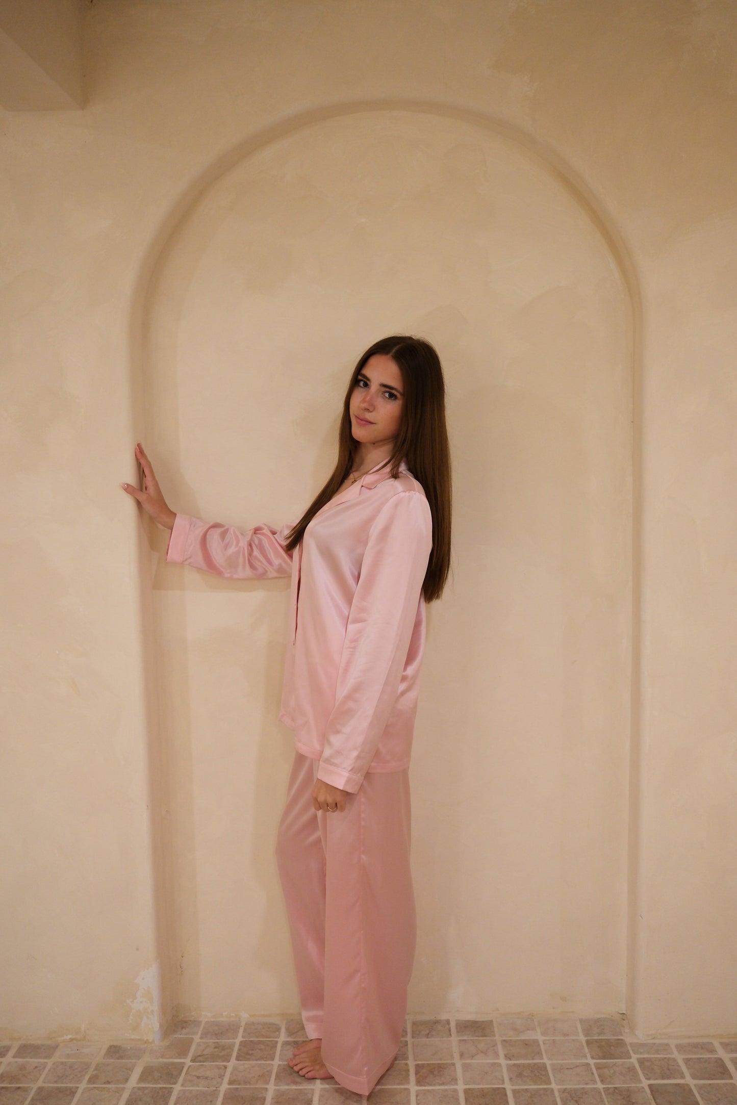 The Angel Long Silk Set - Blush