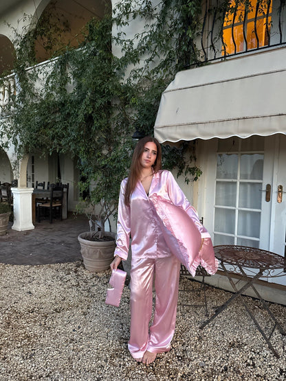 The Angel Long Silk Set - Blush
